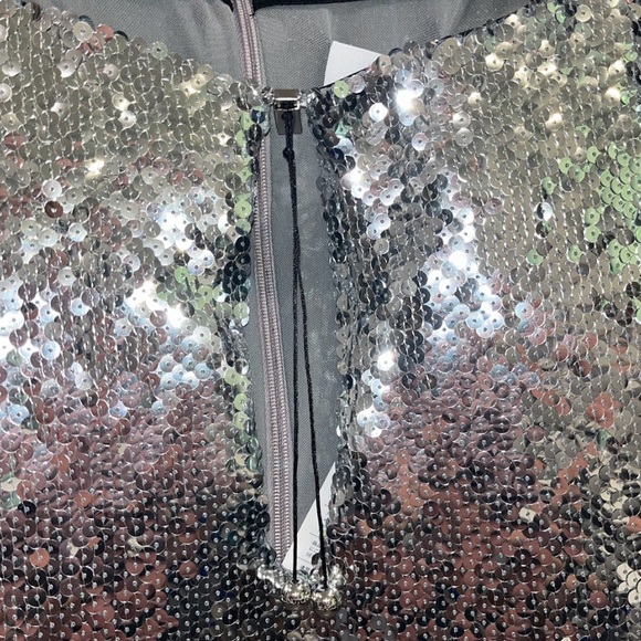 16Arlington Solaria dress mini sequin silver US 10 UK 14 keyhole cocktail NWT - Picture 7 of 16